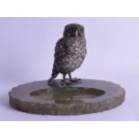 A GOOD LARGE 19TH CENTURY AUSTRIAN COLD PAINTED BRONZE FIGURE OF AN OWL Attributed to Bergmann,