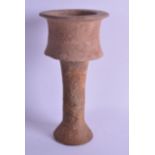 AN EARLY BACTRIAN TURKMENISTAN TERACOTTA GOBLET of flared form with cylindrical column. 29.5 cm