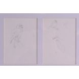 ARCHIBALD THORBURN (1860-1935), Framed Pencil Sketch, depicting birds . Each 14 cm x 10 cm.