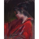 J MAGDELENO (20th Century), Framed Pastel, signed, side profile of a pretty young girl. 24 cm x 19