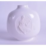 A STYLISH KPM BERLIN WHITE GLAZED PORCELAIN VASE decorated with a classical female holding fruit.