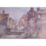 WALTER DYKE CARTER (1894-1966), Framed Watercolour, signed, street scenes. 26 cm x 37 cm.