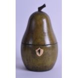 A GEORGE III STYLE FRUITWOOD TEA CADDY in the form of a pear. 18 cm high.