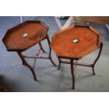 A PAIR OF EARLY 20TH CENTURY CHINESE FOLDING HARDWOOD OCCASIONAL TABLES.