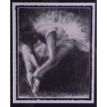 J MAGDELENO (20th Century), Framed Charcoal on Paper, signed, a seated ballerina. 24 cm x 19 cm.