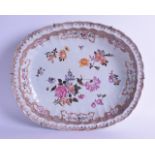 A LARGE 18TH CENTURY CHINESE EXPORT FAMILLE ROSE DEEP DISH Qianlong, painted with floral sprays.