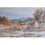 MORRIS (British), Framed Pair Watercolours, signed, mountainous landscape, "On the Findhorn",