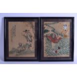 A PAIR OF LATE 19TH CENTURY CHINESE FRAMED WATER COLOURS one depicting a scholar and child, the