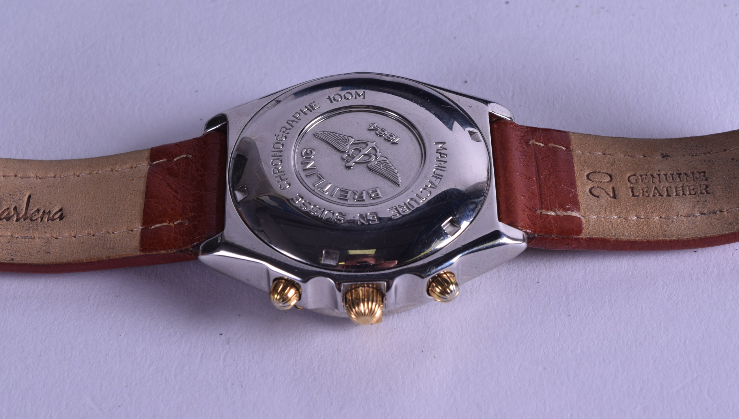 A GENTLEMANS BOXED BREITLING CHRONOGRAPH WRISTWATCH. 3.5 cm wide. - Image 2 of 5
