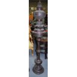 A VERY LARGE 19TH CENTURY JAPANESE BRONZE CENSER ON STAND.