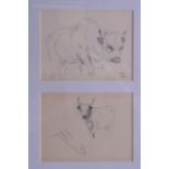 ARCHIBALD THORBURN (1860-1935), Framed Pencil Sketch, depicting cattle . Each 9.5 cm x 15 cm.