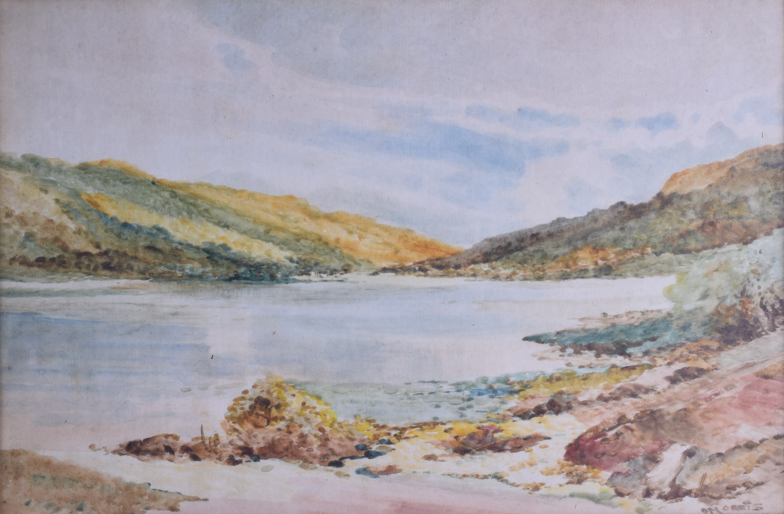 MORRIS (British), Framed Pair Watercolours, signed, mountainous landscape, "On the Findhorn", - Bild 3 aus 4