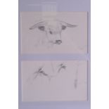 ARCHIBALD THORBURN (1860-1935), Framed Pencil Sketch, depicting cattle. Each 10.5 cm x 17 cm.