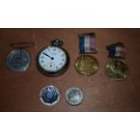 THREE MEDALLIONS together with a watch etc. (6)