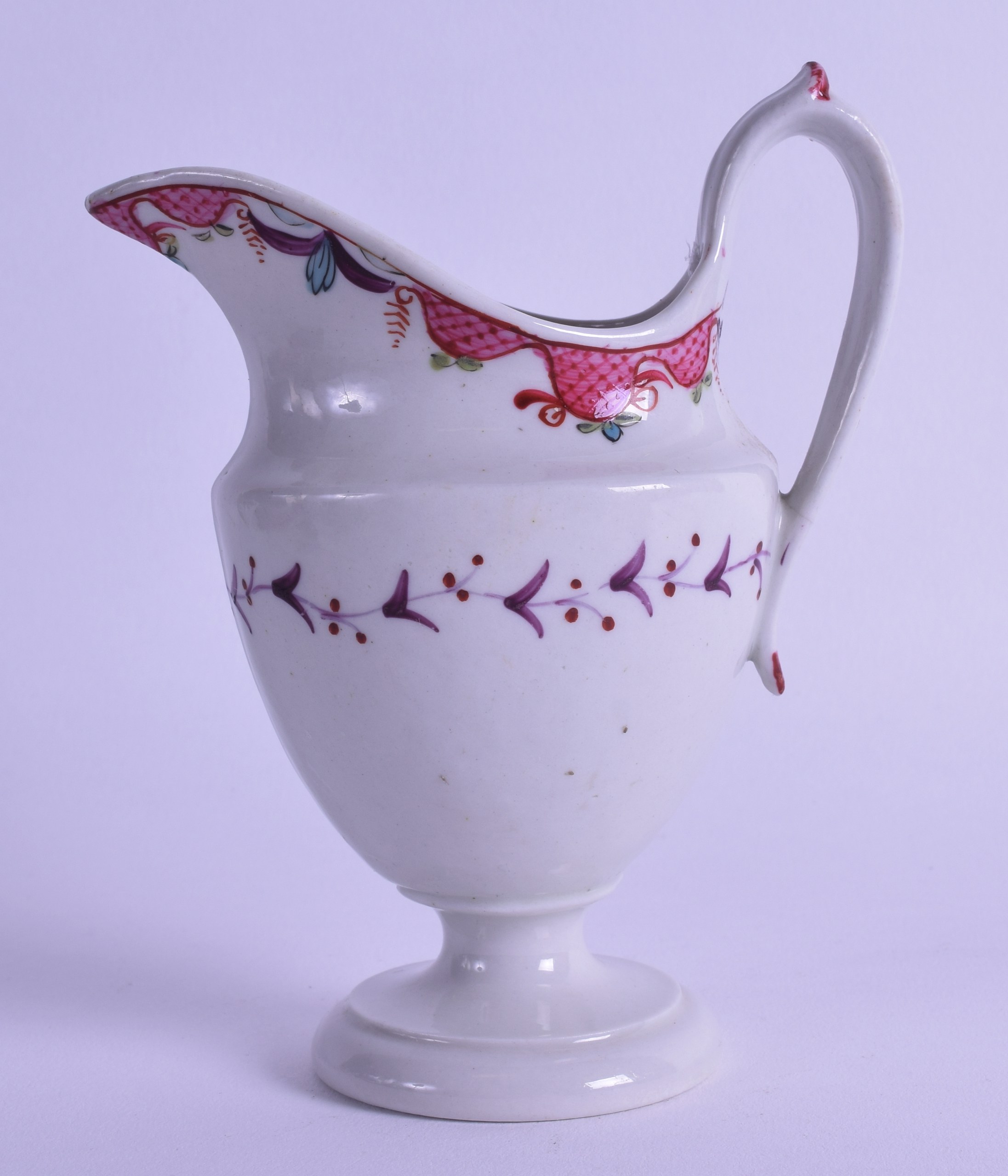 Early 19th c. A&E Keeling cream jug with pedestal base, Provenance: Barry Lomax, pictured in A