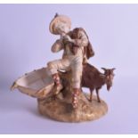 Royal Worcester very rare figure of a European goat-herder, shape 1886 date code for 1896. 21cm