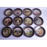 A FINE SET OF TWELVE VIENNA PORCELAIN CABINET PLATES painted with pretty females within various