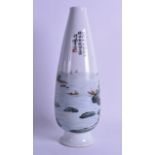 A GOOD CHINESE REPUBLICAN PERIOD FAMILLE ROSE PORCELAIN VASE of conical form, painted with