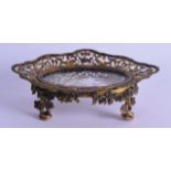 A FINE AND RARE 18TH CENTURY EUROPEAN REVERSE CRYSTAL PIERCED BOWL decorated with a silvered panel