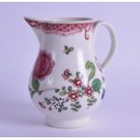 18th c. Liverpool good sparrow beak jug painted in Chinese export style with a large and pink