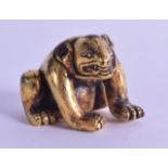 A RARE CHINESE GILT BRONZE SCROLL WEIGHT Tang Style, modelled as a scowling bear. 4.25 cm wide.