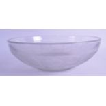 AN ART DECO FRENCH GLASS BOWL in the manner of Lalique, decorated with flowers. 26.5 cm diameter.