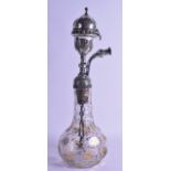 A FINE AND RARE 18TH/19TH CENTURY TURKISH OTTOMAN SILVER MOUNTED HUKKAH PIPE the glass body