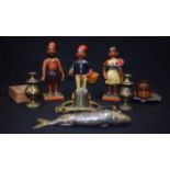 A GROUP OF MOSTLY INDIAN ITEMS, including wooden figures, brass vase etc. (qty)