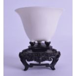 A 17TH/18TH CENTURY CHINESE BLANC DE CHINE PORCELAIN LIBATION CUP Kangxi, incised with a bird and