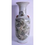 A LARGE CHINESE REPUBLICAN PERIOD TWIN HANDLED PORCELAIN VASE painted with extensive landscapes