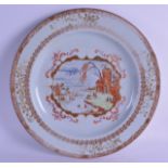 A RARE 18TH CENTURY CHINESE EXPORT ~EUROPEAN SUBJECT~ DISH Qianlong, painted with figures playing