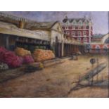 J RYDER (BRITISH), Framed Oil on Canvas, signed, courtyard scenes. 39 cm x 49 cm.