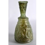 An Islamic Glass Rose Water Sprinkler, 10th/12th Century, decorated with stylised motifs. 6Ins