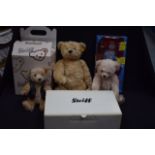 A SMALL GROUP OF STEIFF STUFFED BEARS, together with a thunderbird figure of Brains. (qty)