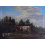 BRITISH SCHOOL (Early 20th Century), Framed Oil on Canvas, livestock in a landscape. 42 cm x 59 cm.