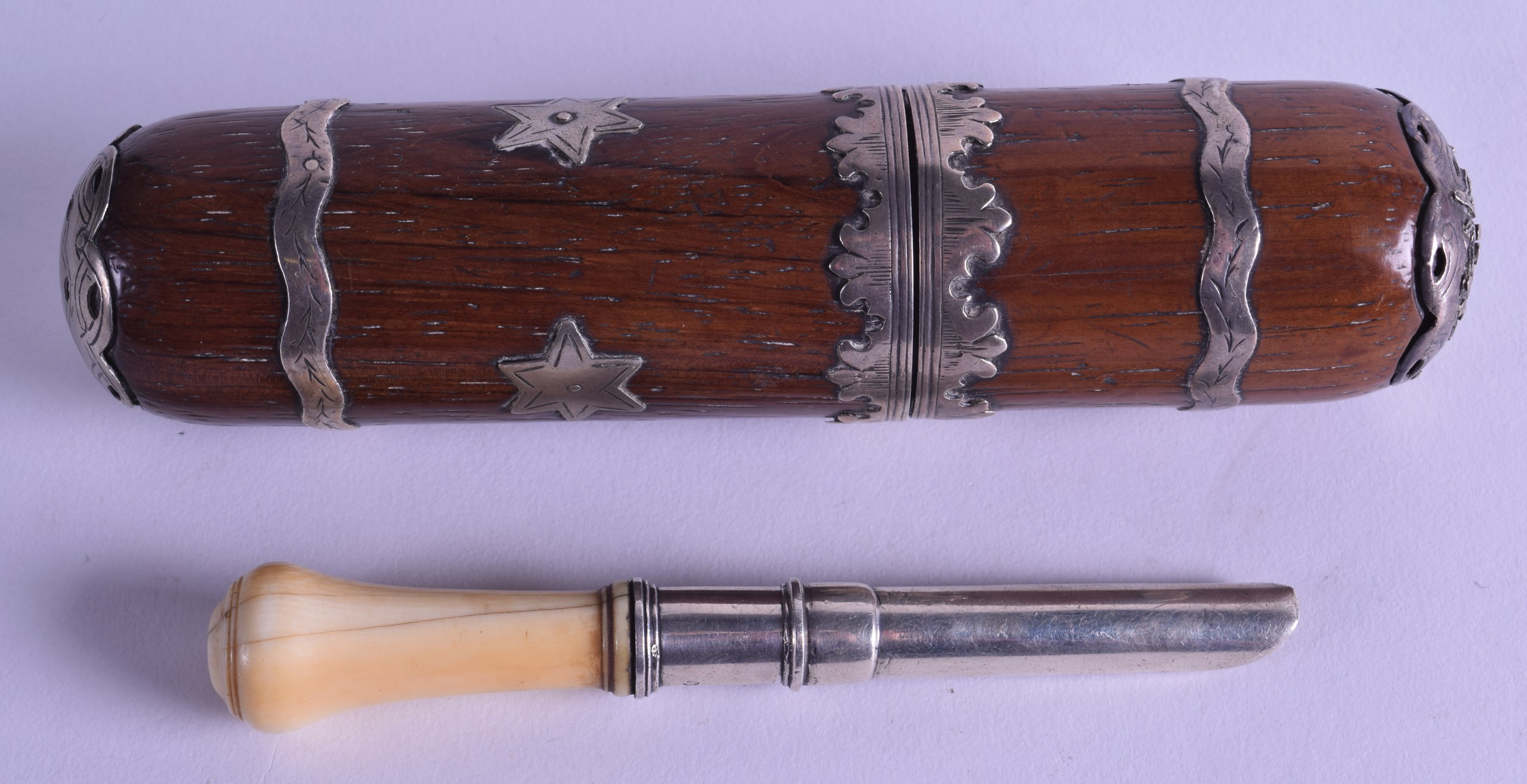 A GEORGE III SILVER AN IVORY MARROW SCOOP together with an unusual Continental silver mounted - Image 2 of 2