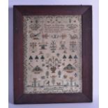 AN EARLY 19TH CENTURY FRAMED SAMPLER by Louisa Lowenstein aged 13. Sampler 30 cm x 40 cm.