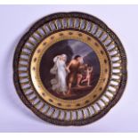 A FINE GERMAN RETICULATED PORCELAIN FISCHER & MIEG CABINET PLATE painted with a classical scene