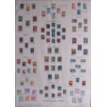 A FRAMED COLLECTION OF STAMPS, each depicting flowers, from te collection of James Leitch. 79 cm x