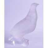 A FRENCH LALIQUE GLASS FIGURE OF A GAME BIRD. 18.5 cm high.