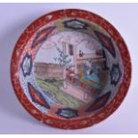 AN 18TH CENTURY JAPANESE MEIJI PERIOD IMARI TYPE CIRCULAR BASIN painted with two figures within a