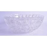 A FRENCH ART DECO GLASS BOWL in the style of Lalique, decorated with several floral roundels. 25