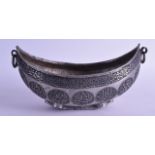 A Persian silvered mixed metal begging bowl, 12th/14th Century, engraved with Kufic script. 21.5