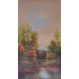 BRITISH SCHOOL (Early 20th Century), Framed Pair Oil on Card, cottage in a landscape together with