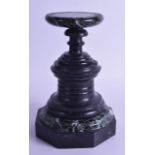 A 19TH CENTURY EUROPEAN VEINED MARBLE AND BLACK SLATE PEDESTAL. 24 cm high.