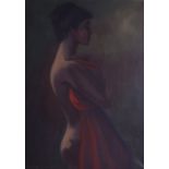 ARLING GADE (1920-1911), Oil on Canvas, semi clad female, signed. 56 cm x 40 cm.