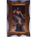 EUROPEAN SCHOOL (Early 20th Century), Framed Pair Print, pretty female seated in a cave, together