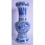 A CHINESE BLUE AND WHITE BALUSTER VASE painted with floral sprays and vines. 41.5 cm high.