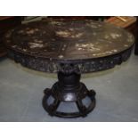 A LARGE 19TH CENTURY CHINESE MOTHER PEARL INLAID CENTRE TABLE decorated with extensive foliage and