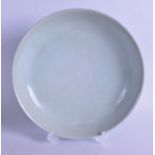 A CHINESE BLUE GLAZED PORCELAIN CIRCULAR DISH bearing Zhengde marks to base, decorated with fish and